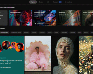 Freepik homepage preview with search bar and content categories